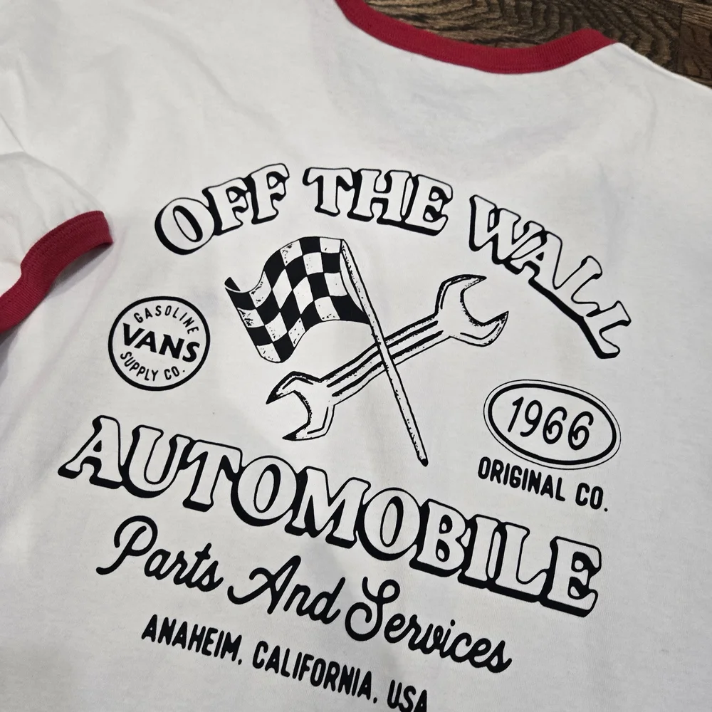 Vans Men's White & Red Ringer T-Shirt - Automobile Graphic XXL NWT - Picture 3 of 6